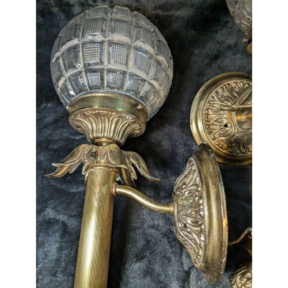 Vintage brass torch light sconces. 18x8 - Picture 14 of 16